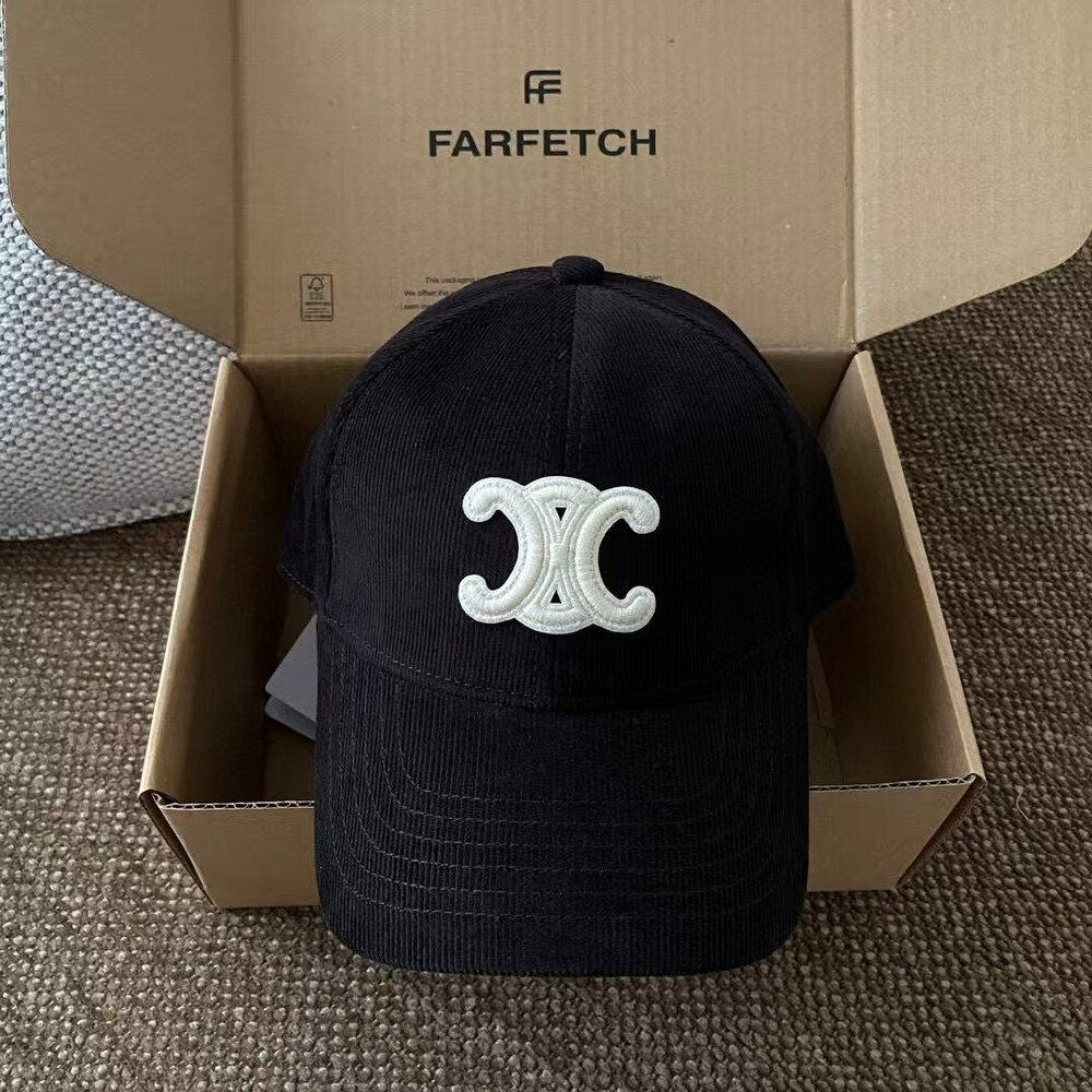 Celine Triomphe Corduroy Baseball Cap in Black - Picture 5 of 5